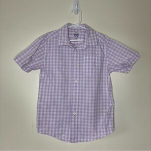 Wonder Nation boys purple gingham checked plaid short sleeve button down shirt S